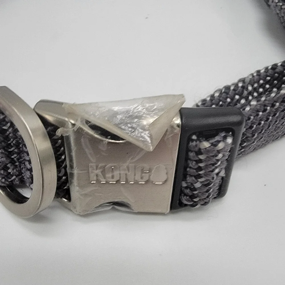 Kong Reflective Adjustable Rope Dog Collar Gray X-large Fits‎ Neck Sizes 24